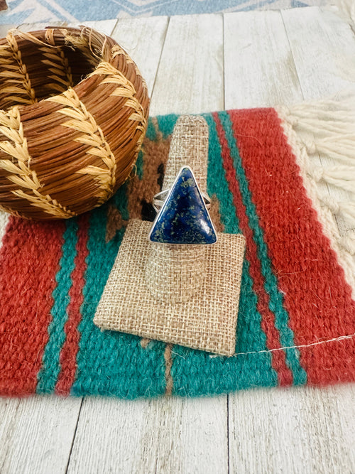 Old Pawn Navajo Sterling Silver & Azurite Ring Size 7