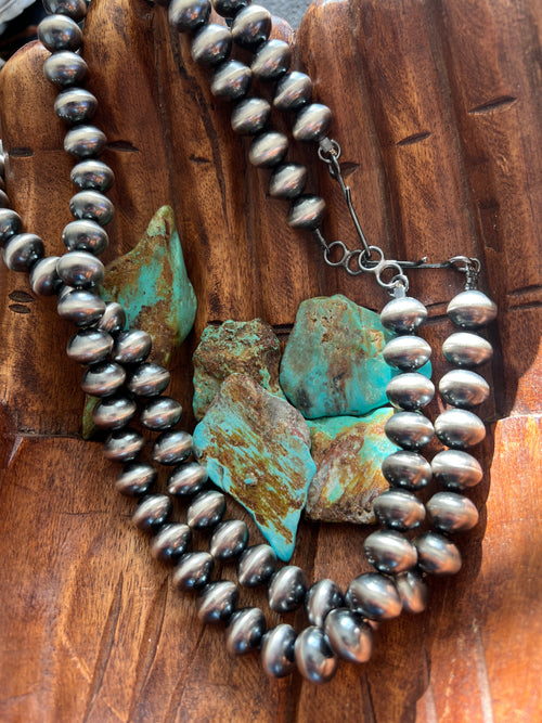 Vinita Cowboy Handmade 12mm Sterling Silver Navajo Saucer Pearl Beaded Necklaces