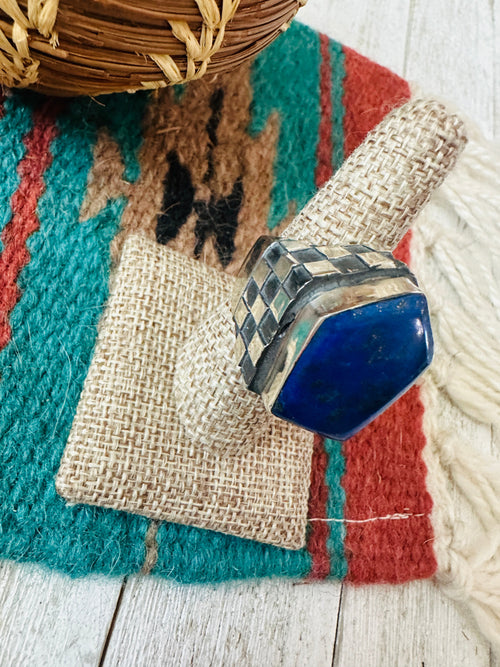 Old Pawn Navajo Sterling Silver & Lapis Men’s Ring Size 8