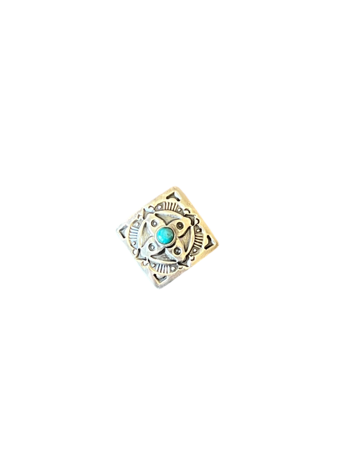 Sterling Concho Slide with Turquoise: Four Directions