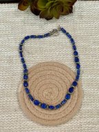 ** 4TH OF JULY ** Handmade Sterling Silver & Lapis Beaded Necklace Signed Nizhoni