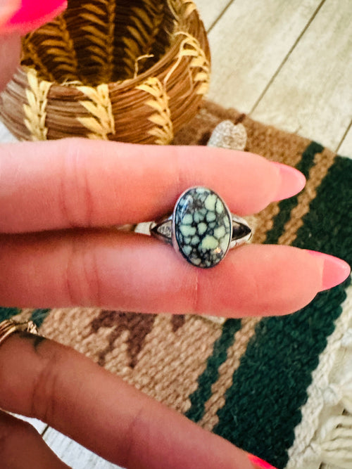 Old Pawn Navajo Sterling Silver & Turquoise Ring Size 8.25