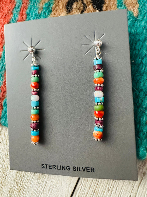 Handcrafted Multi Stone & Sterling Silver Beaded Dangle Earrings