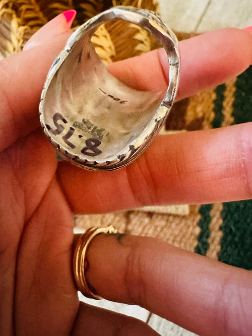 Old Pawn Handcrafted Sterling Silver & Lapis Men’s Ring Size 8.75