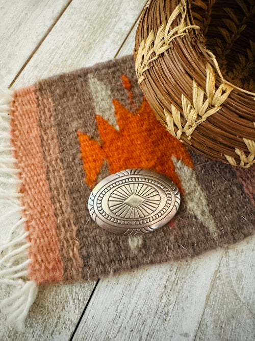 Vintage Old Pawn Navajo Sterling Silver Concho Brooch