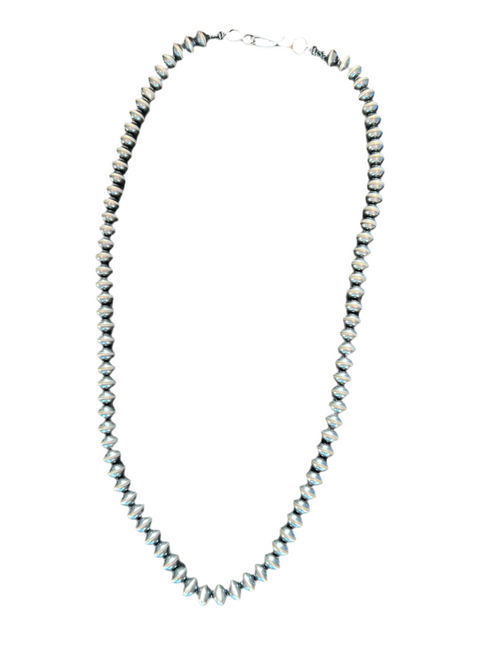 Vinita Cowboy Handmade 8mm Sterling Silver Navajo Saucer Pearl Beaded Necklaces