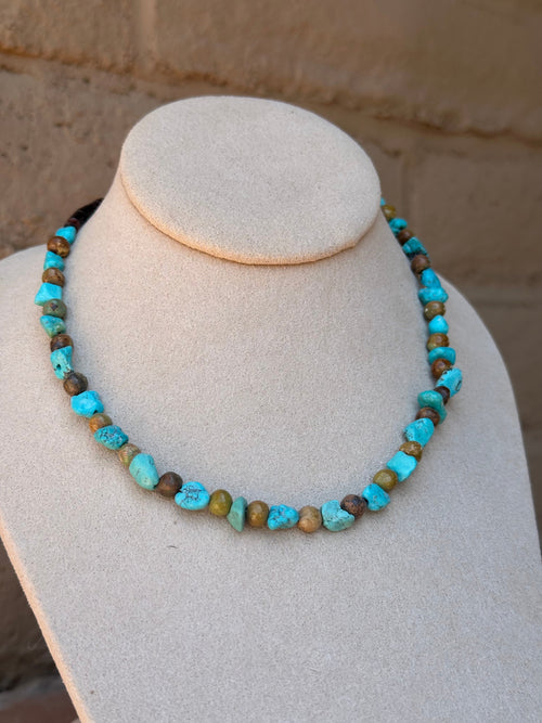 Old Pawn Kingman Turquoise Navajo Beaded Necklace
