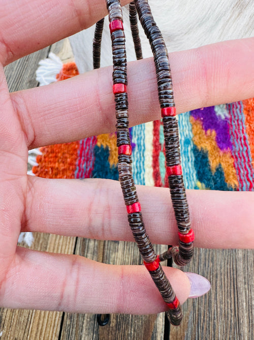 Handcrafted Coral & Heishi Beaded Glasses Strap