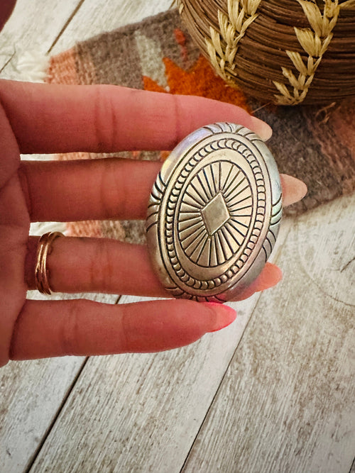 Vintage Old Pawn Navajo Sterling Silver Concho Brooch