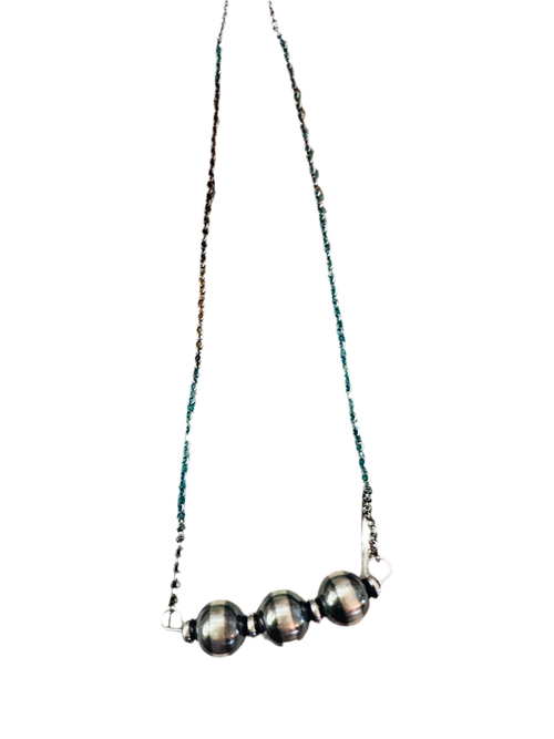 Handcrafted Sterling Silver Pearl Beaded Chain Necklace