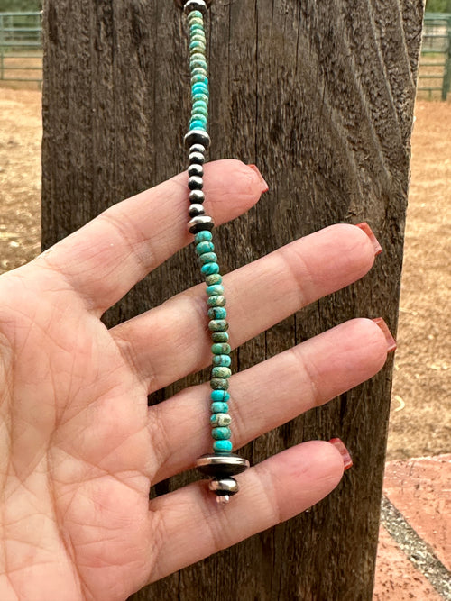 The Cowboy Handcrafted Sterling Silver & Turquoise Beaded Lariat Necklace