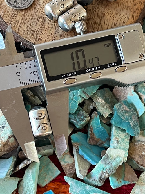 Handmade Stamped Sterling Silver Fat Barrel Beads, The Dancer