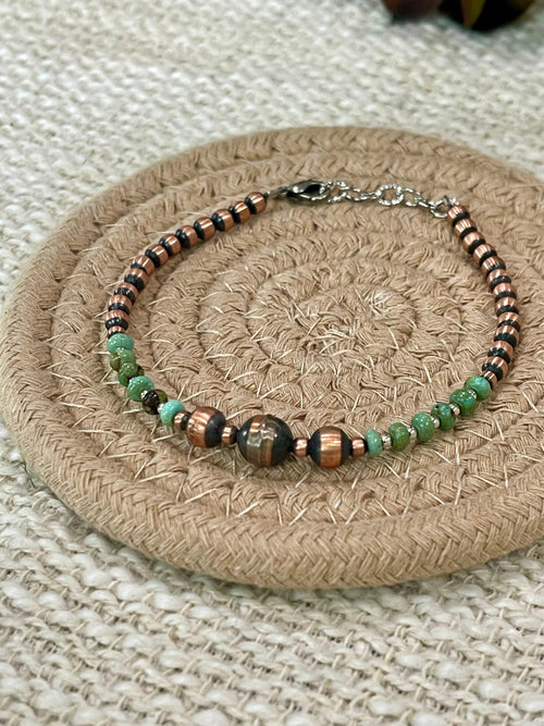 Handmade Copper & Turquoise Beaded Bracelet