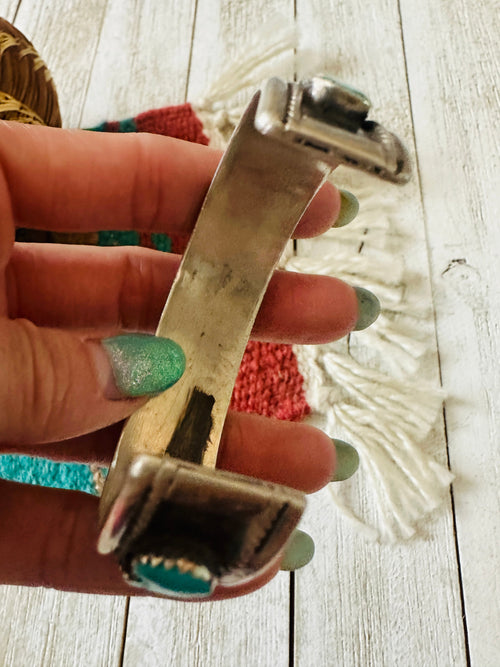 Old Pawn Navajo Sterling Silver & Turquoise Cuff Bracelet /