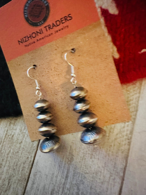 Handcrafted Sterling Silver Pearl Beaded Drop Earrings