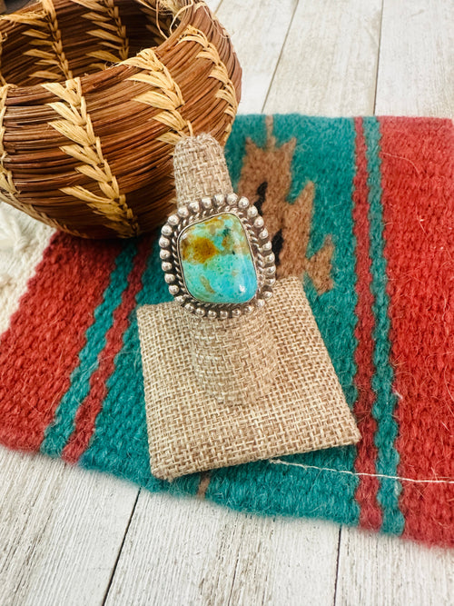 Old Pawn Navajo Sterling Silver & Turquoise Ring Size 6.5