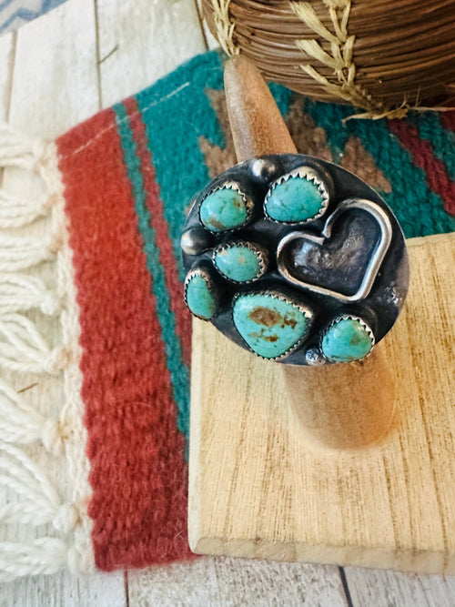 Old Pawn Navajo Sterling Silver & Turquoise Ring Size 5