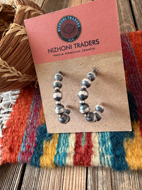 Handcrafted Sterling Silver Pearl Beaded Hoop Earrings