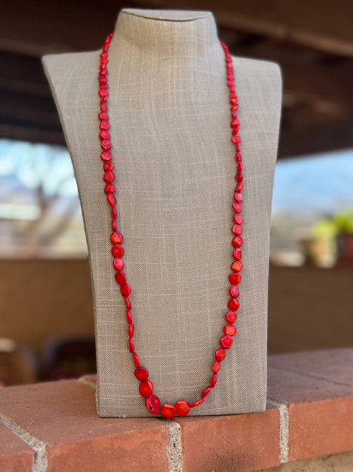 Handcrafted Apple Coral & Sterling Beaded Necklace
