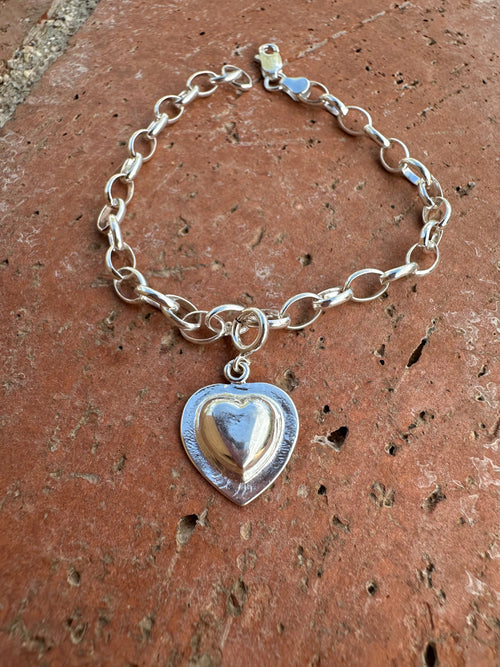 Handcrafted Sterling Silver Heart Raised Charm