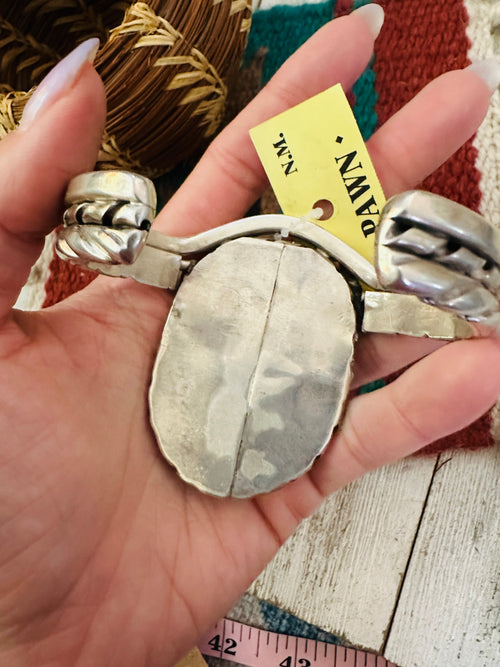 Handcrafted Old Pawn Turquoise & Sterling Silver Cuff Bracelet