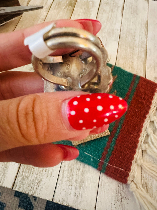 Old Pawn Navajo Sterling Silver & Turquoise Ring Size 8.5