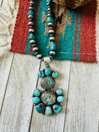 Navajo Sterling Silver & Turquoise Cluster Beaded Necklace