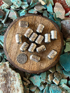 Handmade Stamped Sterling Silver Fat Barrel Beads, The Dancer