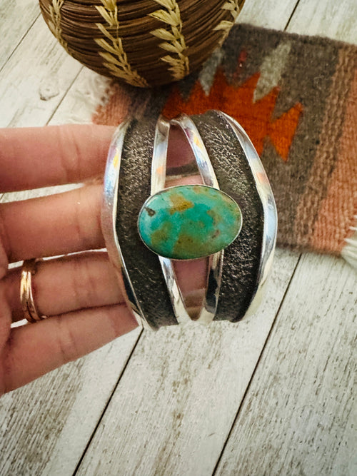 Old Pawn Navajo Sterling Silver & Turquoise Cuff Bracelet