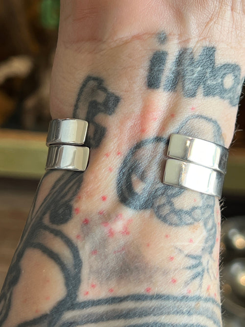 Handcrafted Sterling Silver Gems & Jewels Stacker Cuffs Bracelet by Lucy Jake, Narrow