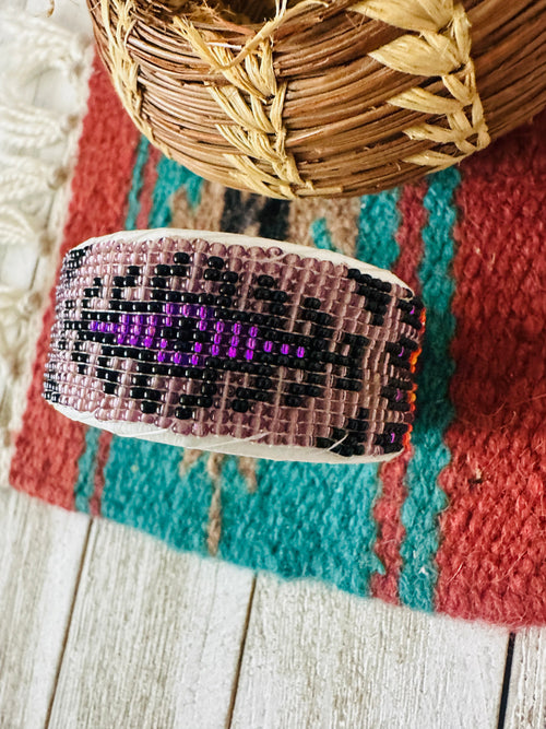 Navajo Made Beaded Leather Bracelet