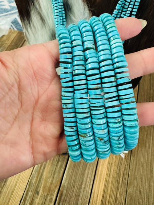 Old Pawn Handcrafted Turquoise & Heishi Beaded 34” Necklace