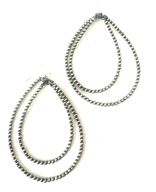 Handmade Sterling Silver Pearl Dangle Double Hoop Earrings 3mm