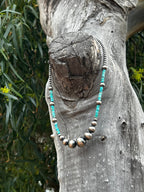 Handmade Sterling Silver & Turquoise Beaded Necklace
