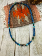 Navajo Lapis, Turquoise & Sterling Silver 18” Beaded Necklace