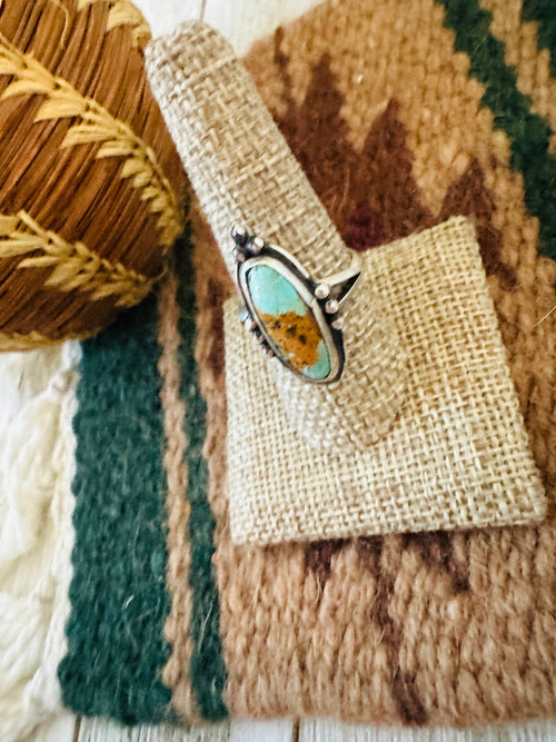 Old Pawn Navajo Sterling Silver & Turquoise Ring Size 9.25