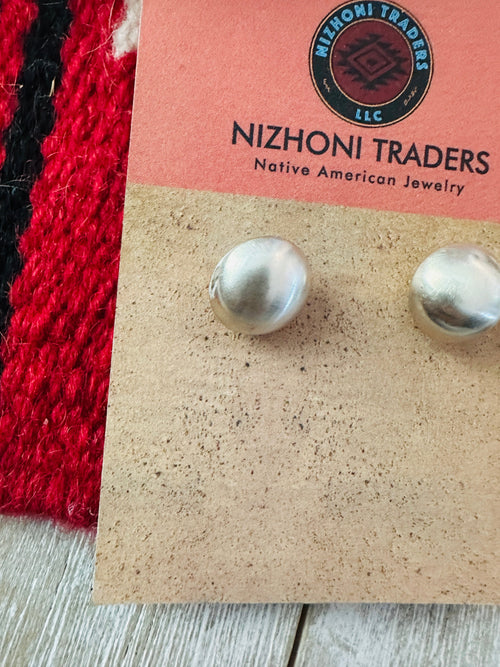 Handcrafted Sterling Silver Pearl Stud Earrings 10mm