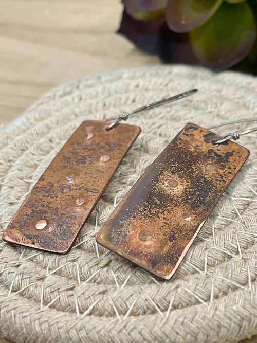 Vintage Handmade Copper Dangle Earrings