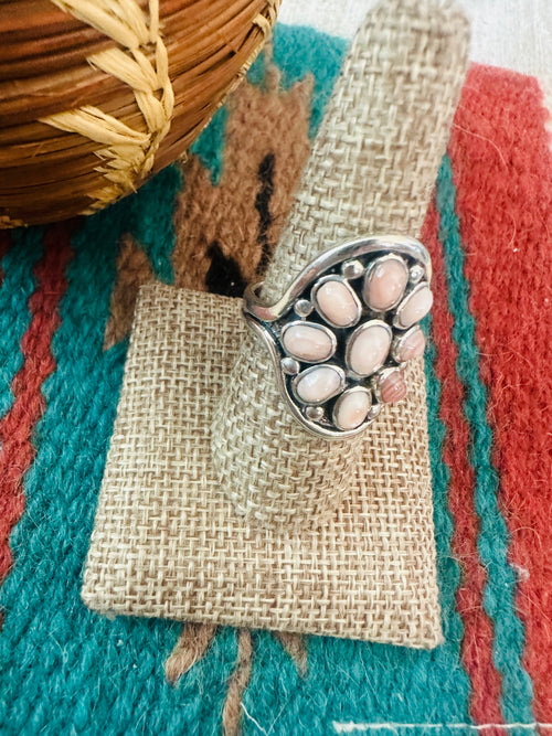 Old Pawn Navajo Sterling Silver & Mother of Pearl Ring Size 8.75