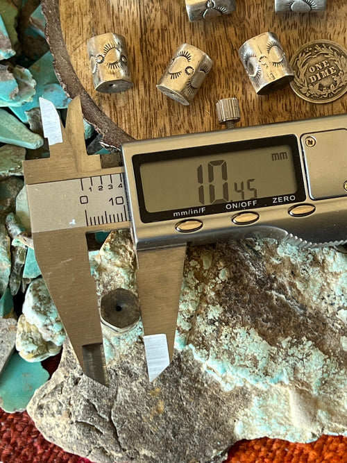 Handmade Stamped Sterling Silver Hexagon Cylinder Beads, The Hedgehog