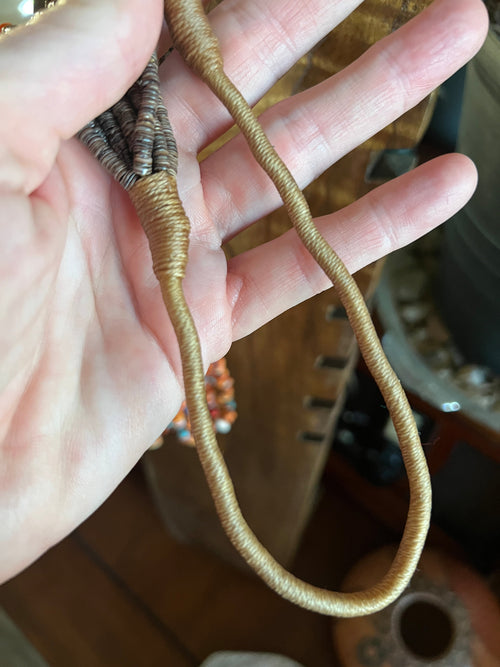 Gorgeous Santo Domingo Made Eight Strand Spiny Oyster and Turquoise Beaded Squaw Wrap Necklace