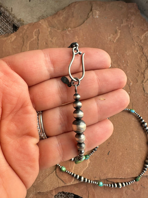 Handmade Sterling Silver & Sonoran Mountain Turquoise Beaded 37 Inch Necklace