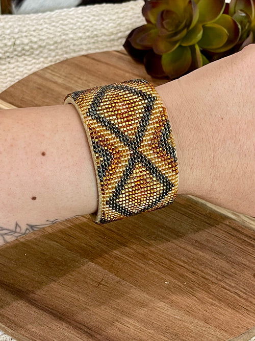 Vintage Handmade Beaded Bracelet Cuff