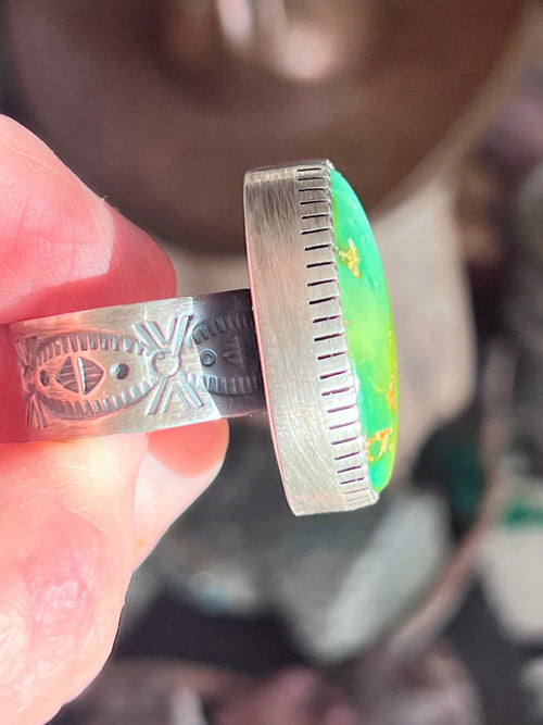 Raymond Coriz Handcrafted Royston Turquoise Cocktail Ring, Size 9