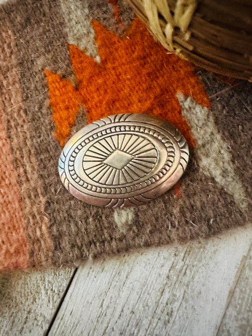 Vintage Old Pawn Navajo Sterling Silver Concho Brooch