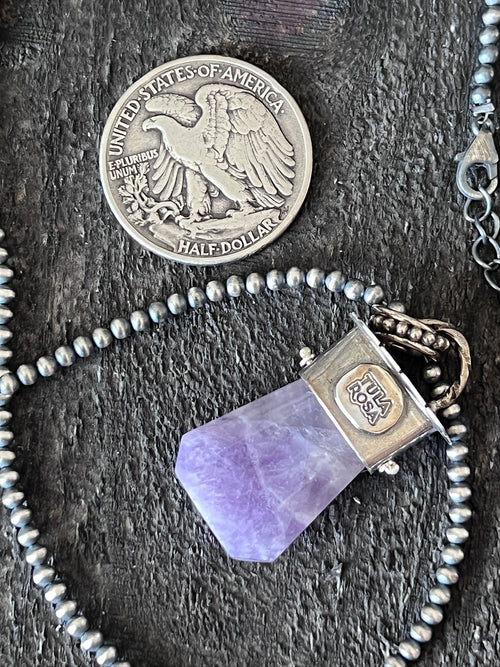 Sterling Silver Gem Collector 30” + 2” Beaded Necklace w/ Amethyst & Starburst Pendant