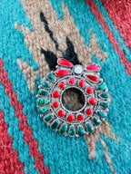 Old Pawn Handcrafted Sterling Silver and Multi Stone Wreath Brooch