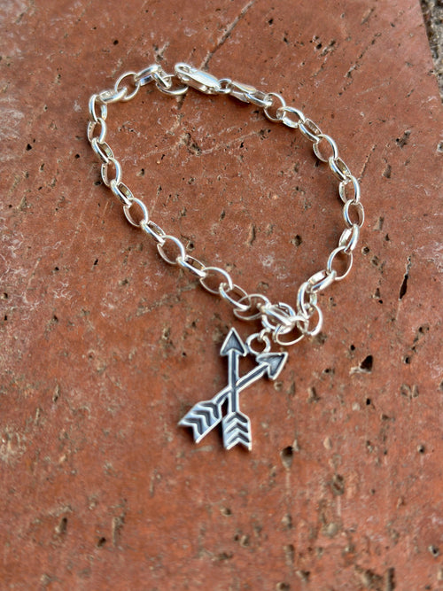 Handcrafted Sterling Silver Double Arrow Charm