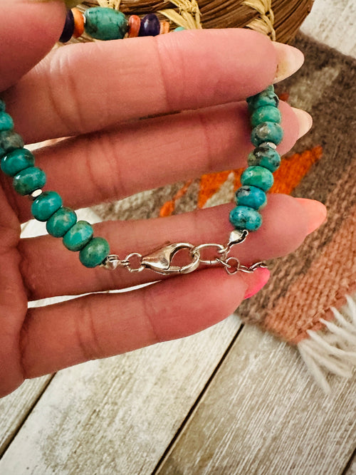 Navajo Multi Stone & Sterling Silver Beaded Bracelet