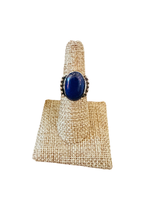 Handcrafted Old Pawn Sterling Silver & Lapis Ring Size 6.5